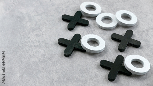 Konstfotografi Wooden Tic Tac Toe Game on a Table: Classic Strategy and Fun for All Ages