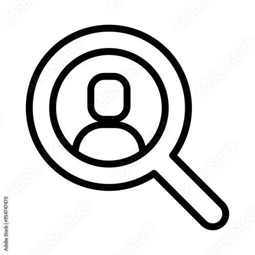 Searching for a user icon in thin line style vector illustration graphic design