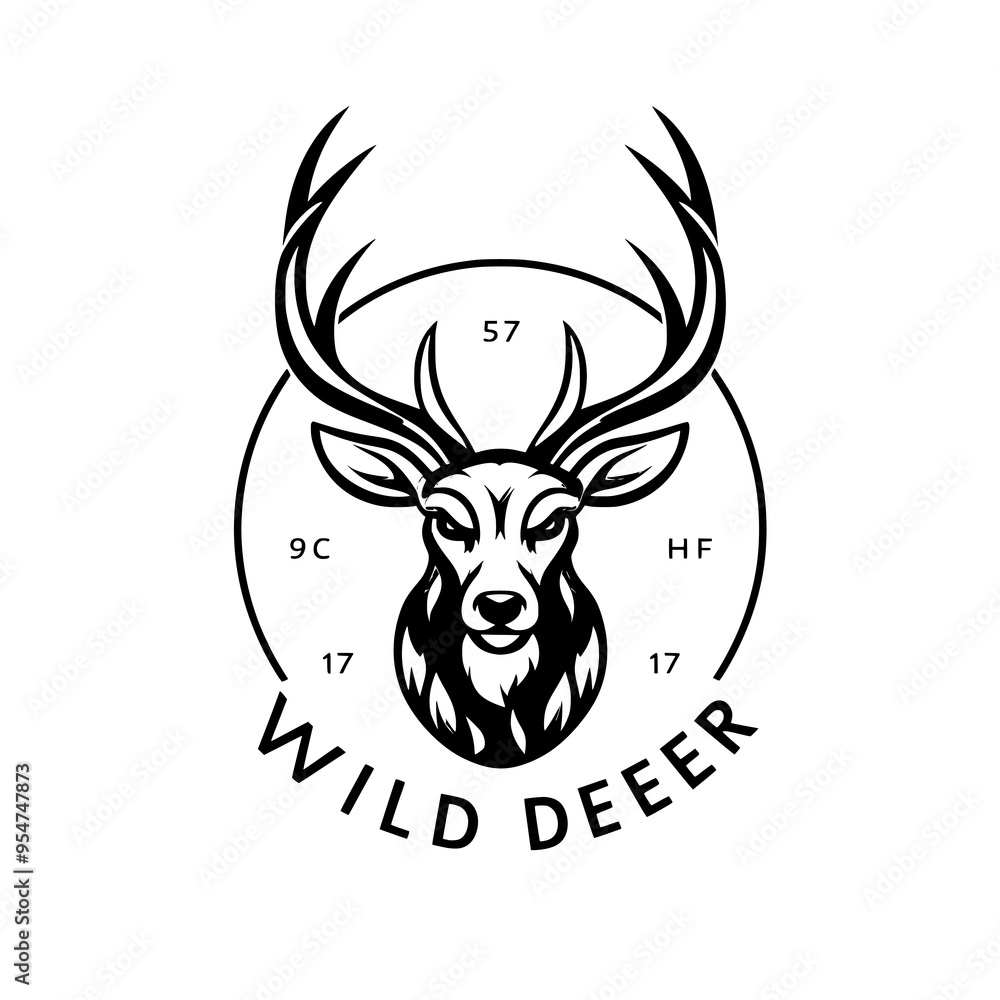 Fototapeta premium deer design logo illustration on white background with text