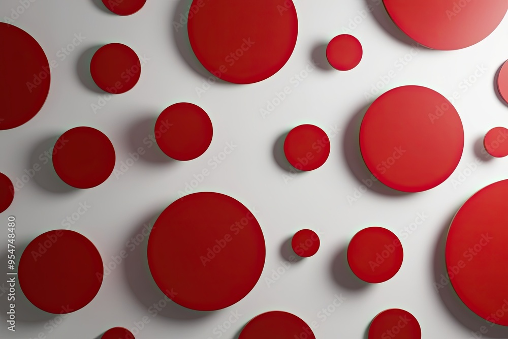 Minimalist 3D Art Background Featuring Red Circular Shapes Minimalist 3D Art Background Featuring Red Circular Shapes