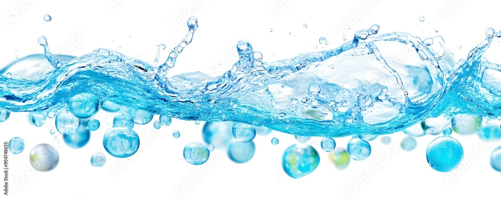 Water Splash with Bubbles - Abstract Blue Liquid Texture Water Splash with Bubbles - Abstract Blue Liquid Texture
