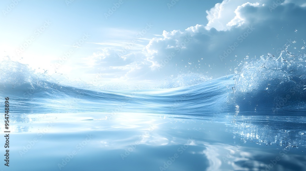 Water Splash in Motion: Close-up of Droplets on Blue Ocean Waves. Water Splash in Motion: Close-up of Droplets on Blue Ocean Waves.