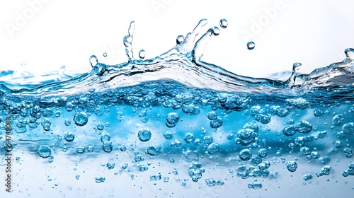 Water Splash with Bubbles - Blue Liquid Texture