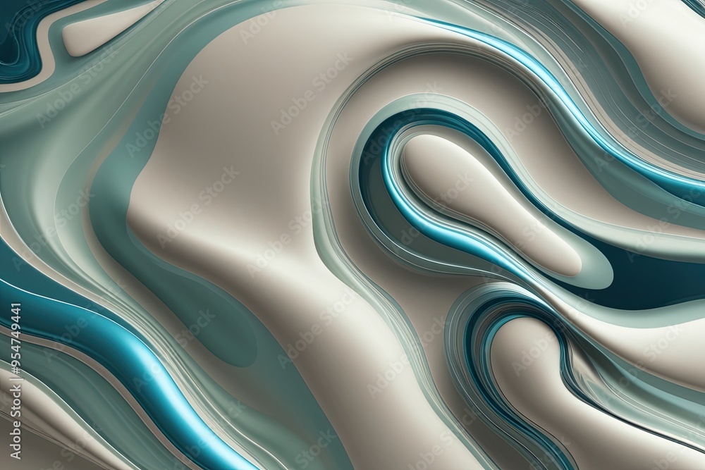 Fototapeta premium Abstract 3D Background with Swirling Liquid Shapes for a Calming Wallpaper Design