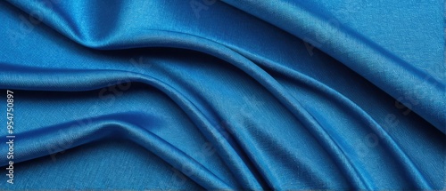 Cloth folds blue satin fabric silk background