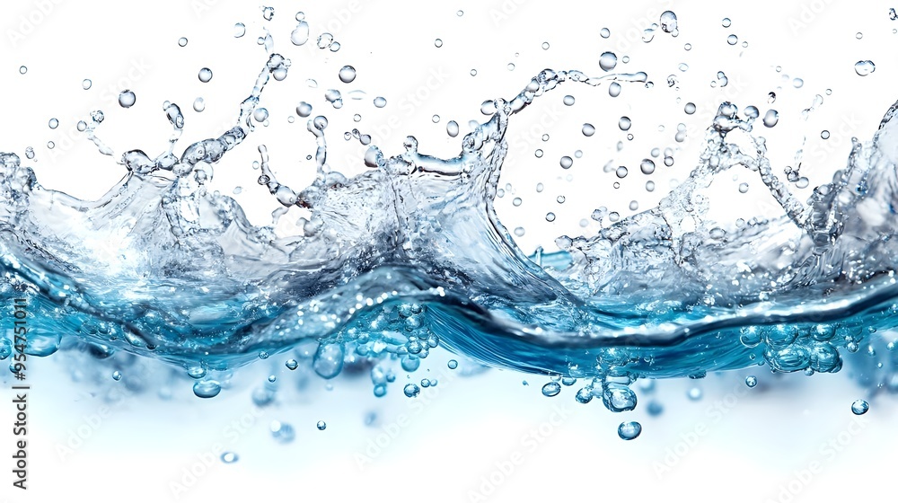 Water Splash with Bubbles, Blue Liquid Texture Water Splash with Bubbles, Blue Liquid Texture