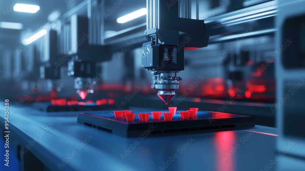 Futuristic 3D Printing Technology in Modern Factory Futuristic 3D Printing Technology in Modern Factory