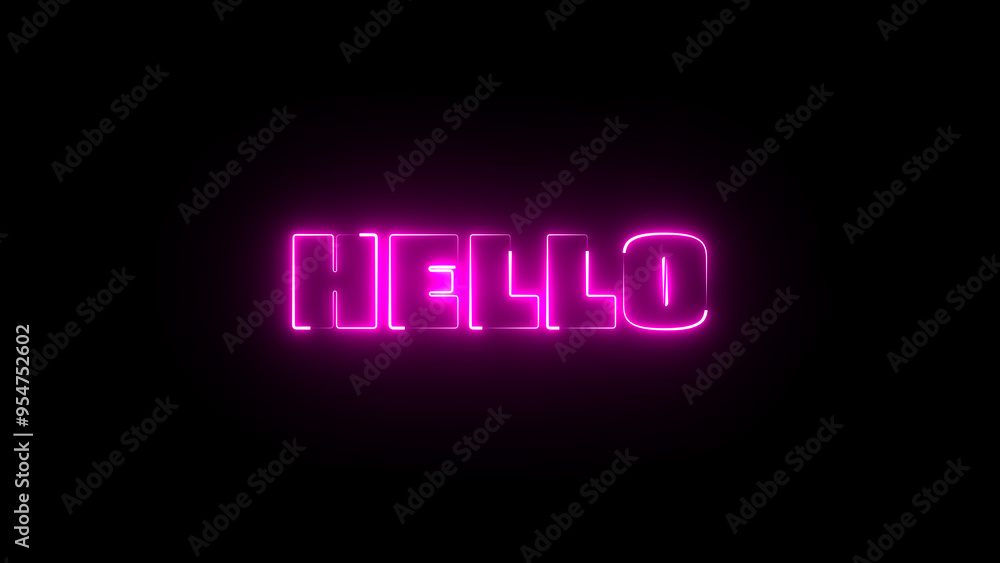Hello text font with neon light. hello text effect neon style. Hello typography logo for decoration and covering on the black background. Hello text font with neon light. hello text effect neon style. Hello typography logo for decoration and covering on the black background.