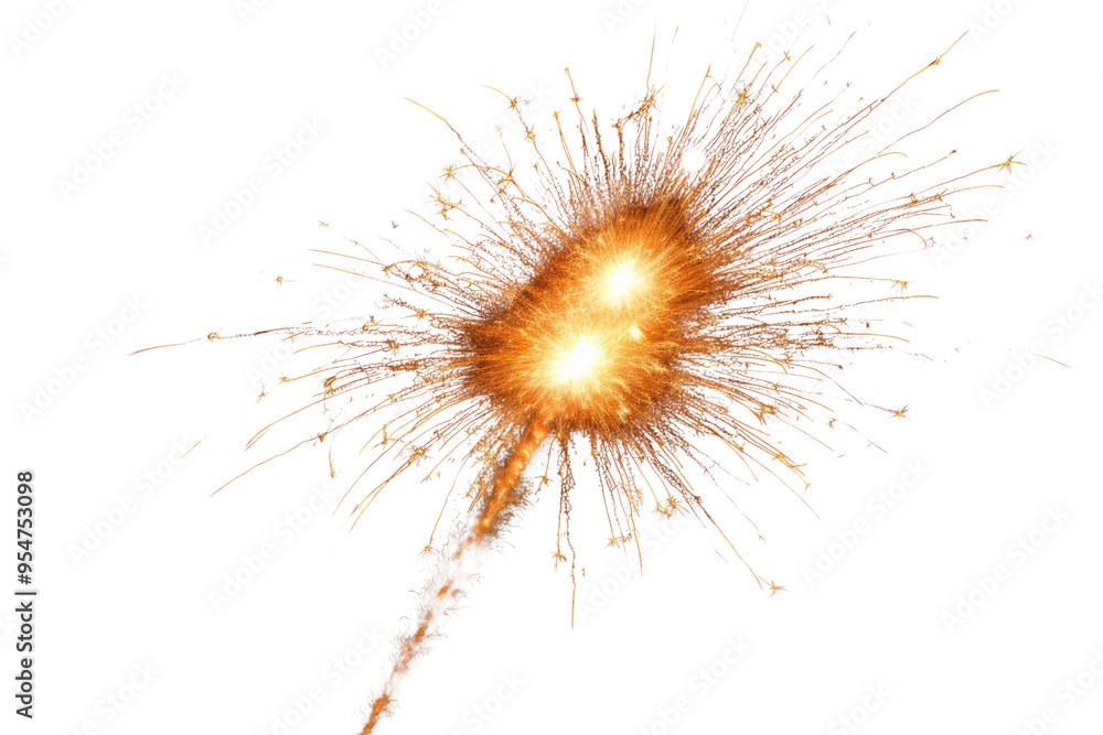 A dramatic image of a firework rocket launching isolated on white background A dramatic image of a firework rocket launching isolated on white background