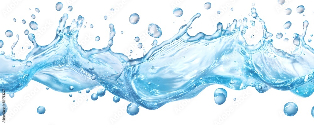 Water Splash with Bubbles Isolated on White Background Water Splash with Bubbles Isolated on White Background