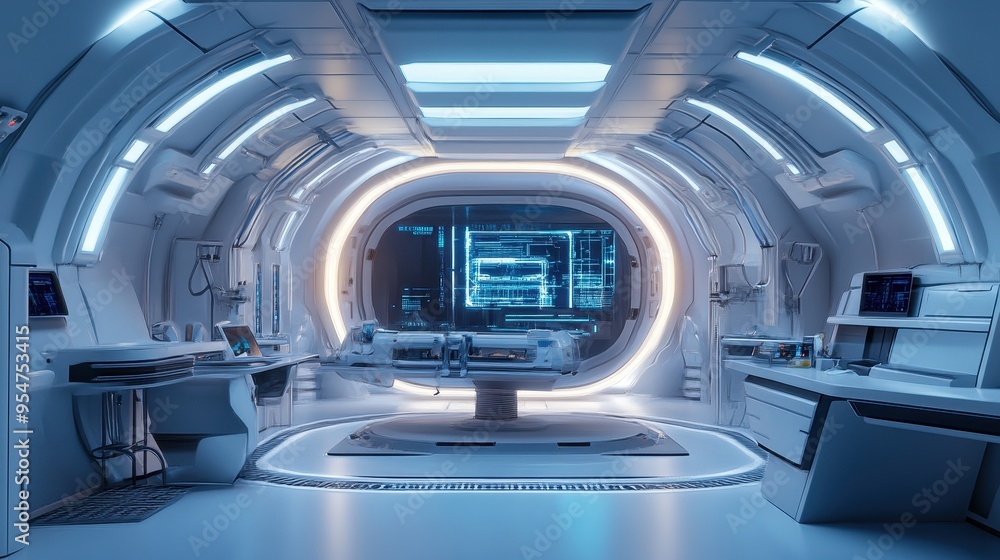 Obraz premium Futuristic Spaceship Interior: A Glimpse into the Sci-Fi Realm