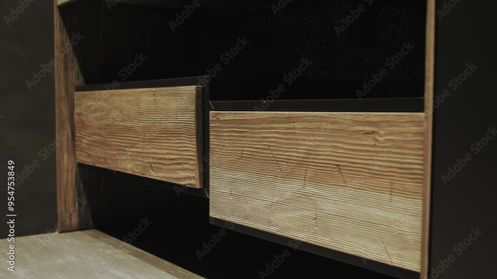 A stylish wood and metal storage solution that combines aesthetics with functionality A stylish wood and metal storage solution that combines aesthetics with functionality