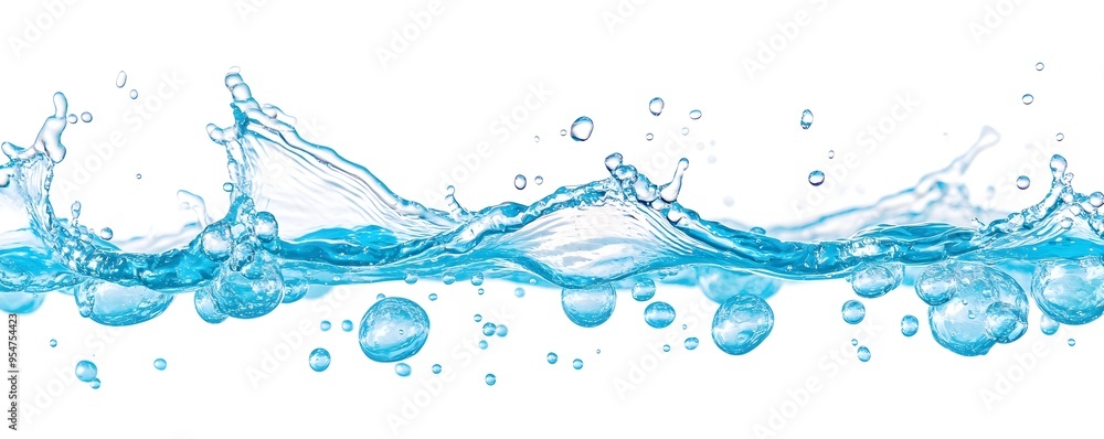 Water Splash with Bubbles on White Background Water Splash with Bubbles on White Background