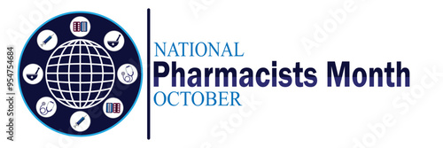 National Pharmacists Month. October. Suitable for greeting card, poster and banner. Vector illustration