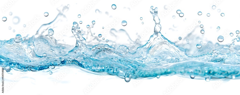 Water Splash with Droplets, Isolated on White Background Water Splash with Droplets, Isolated on White Background