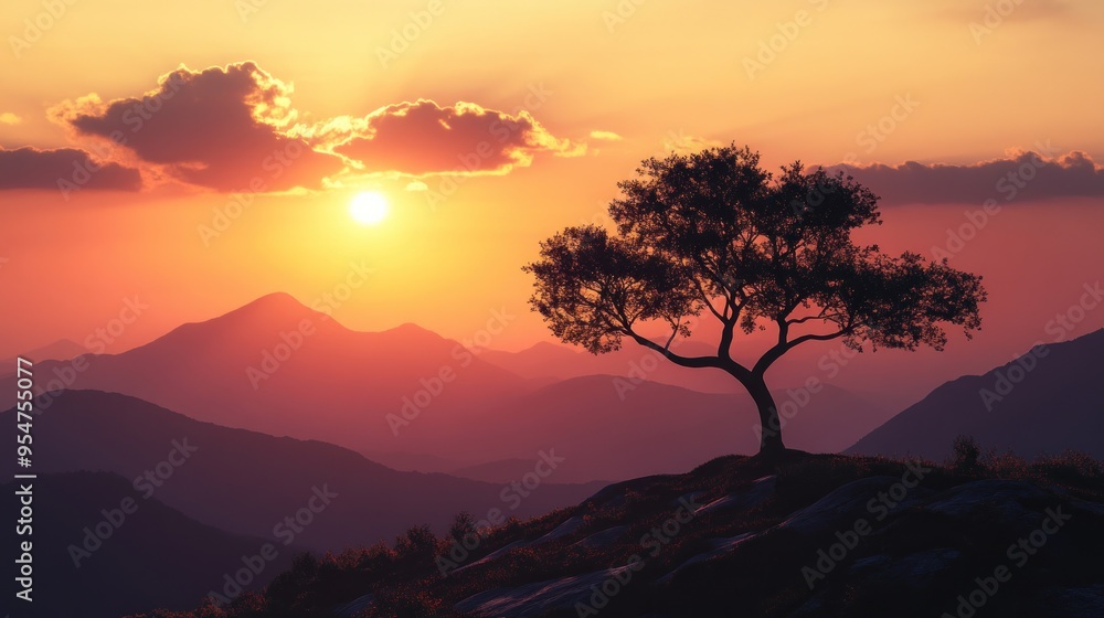 Solitary Tree at Sunset Solitary Tree at Sunset