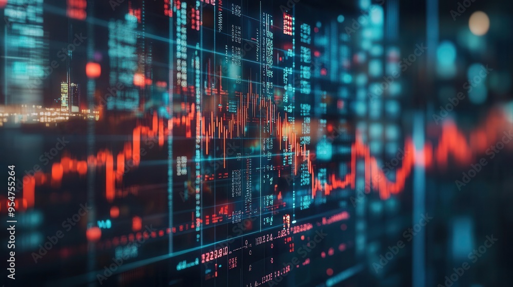 Digital display of interest rates falling rapidly, representing global financial changes Digital display of interest rates falling rapidly, representing global financial changes