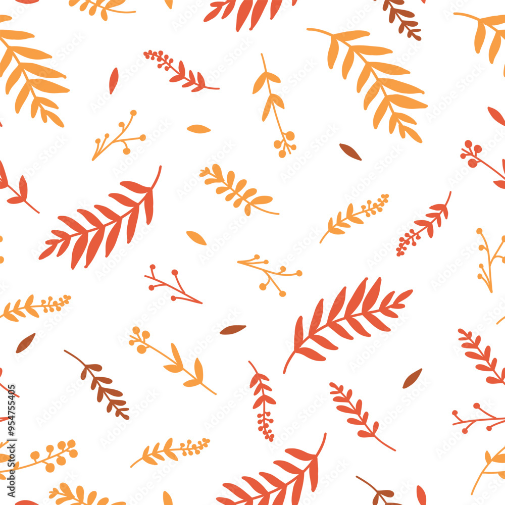 Seamless pattern in the form of a solid line of hand-drawn Christmas flowers, leaves, branches and elements. Seamless pattern in the form of a solid line of hand-drawn Christmas flowers, leaves, branches and elements.