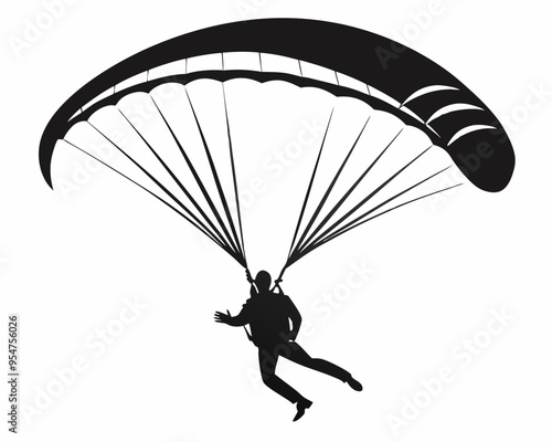 Paragliding silhouette vector illustration