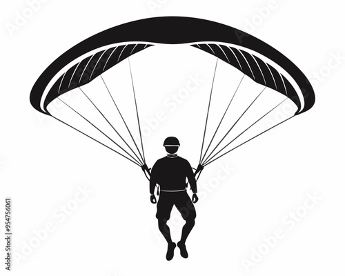 Paragliding silhouette vector illustration