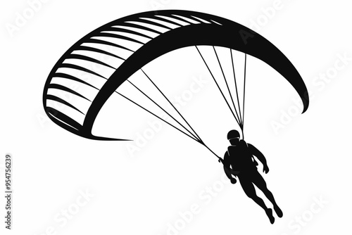 Paragliding silhouette vector illustration