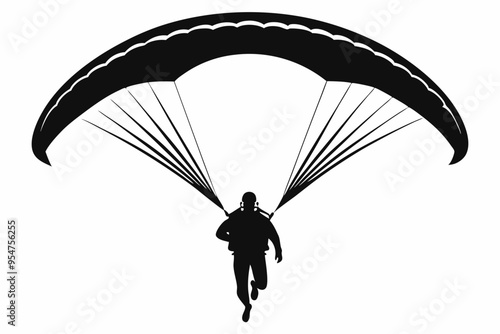 Paragliding silhouette vector illustration