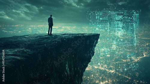 a businessman standing at t...