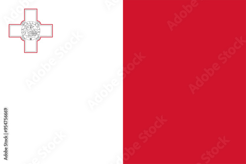 Flag of Malta. EU. Malta flag, official colors and proportion. Vector illustration