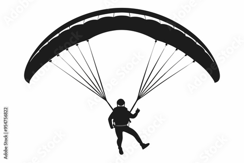 Paragliding silhouette vector illustration