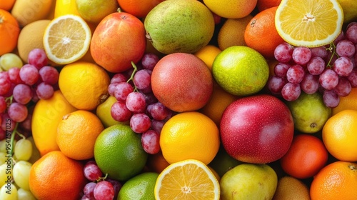 Fresh ripe colorful fruits, healthy food for background