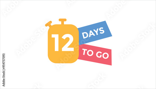 12 days to go Countdown number banner templates. time icon. Vector Illustration 
