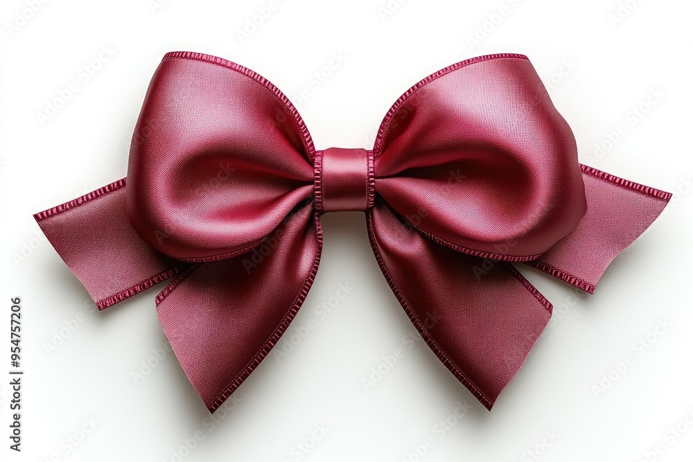 Elegant Red Ribbon with Bow, Photorealistic Detail Elegant Red Ribbon with Bow, Photorealistic Detail