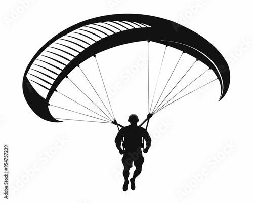 Paragliding silhouette vector illustration