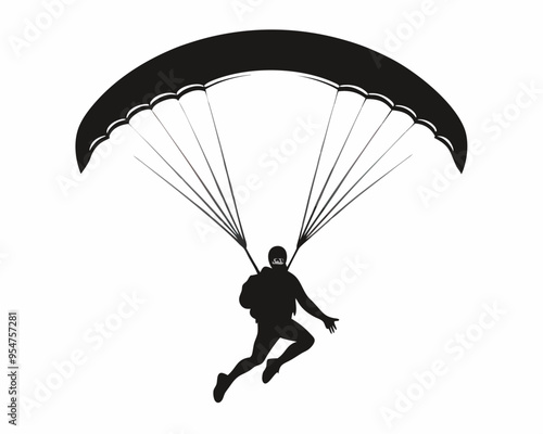 Paragliding silhouette vector illustration