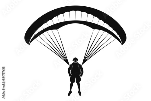 Paragliding silhouette vector illustration