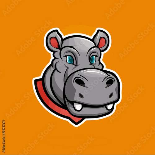 hippopotamus design illustration logo icon photo