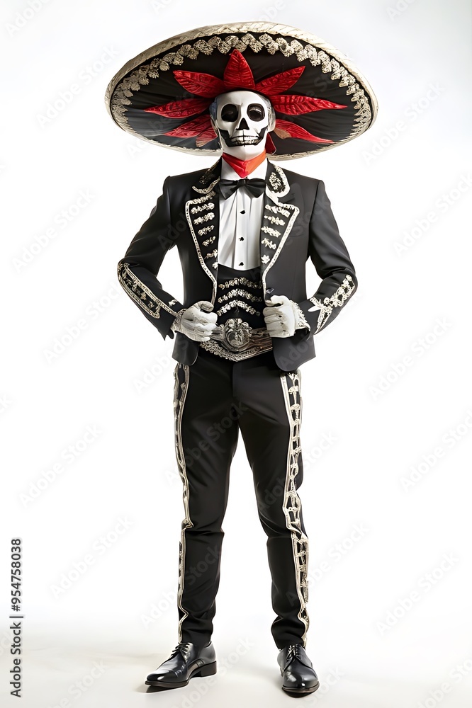 Day of the Dead parade, night, skeleton costumes. Day of the Dead parade, night, skeleton costumes.