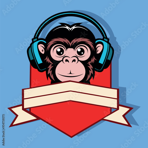logo con scimpanzè che indossa cuffie da Dj