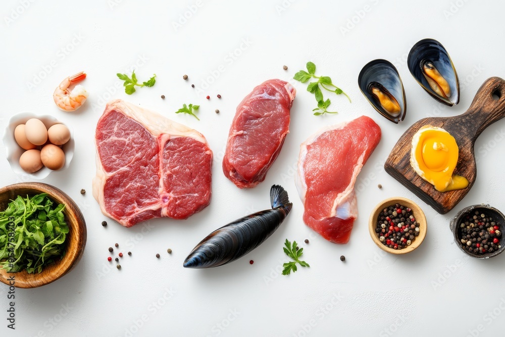 A variety of healthy foods containing vitamin B12 and cobalamin A variety of healthy foods containing vitamin B12 and cobalamin