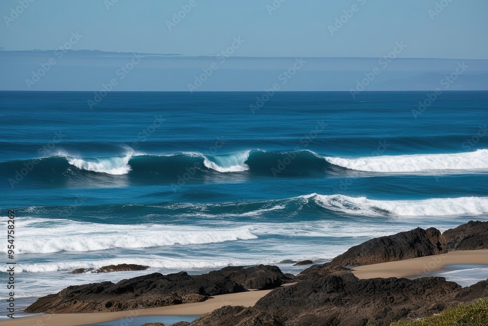 Serenity of Blue Ocean Waves Harnessing Wave Energy Power Serenity of Blue Ocean Waves Harnessing Wave Energy Power