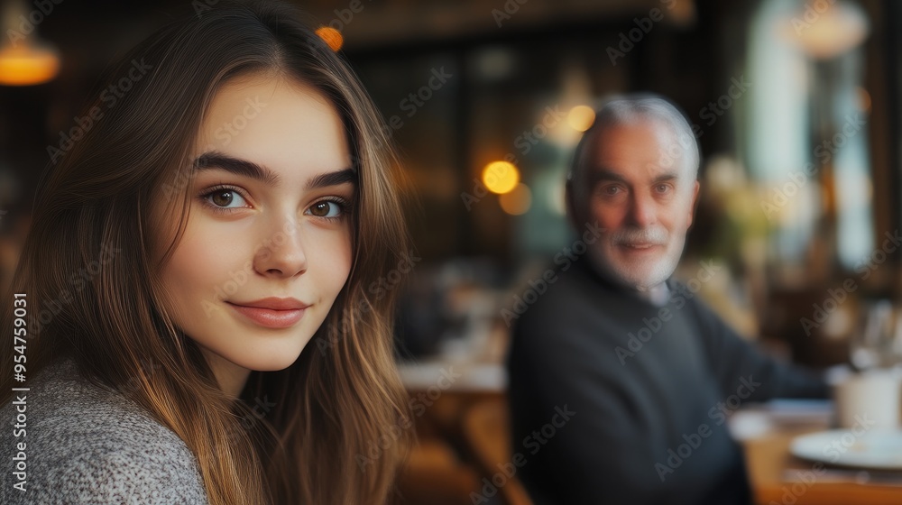 Cozy Dining Experience: Young Server and Elderly Diner Cozy Dining Experience: Young Server and Elderly Diner
