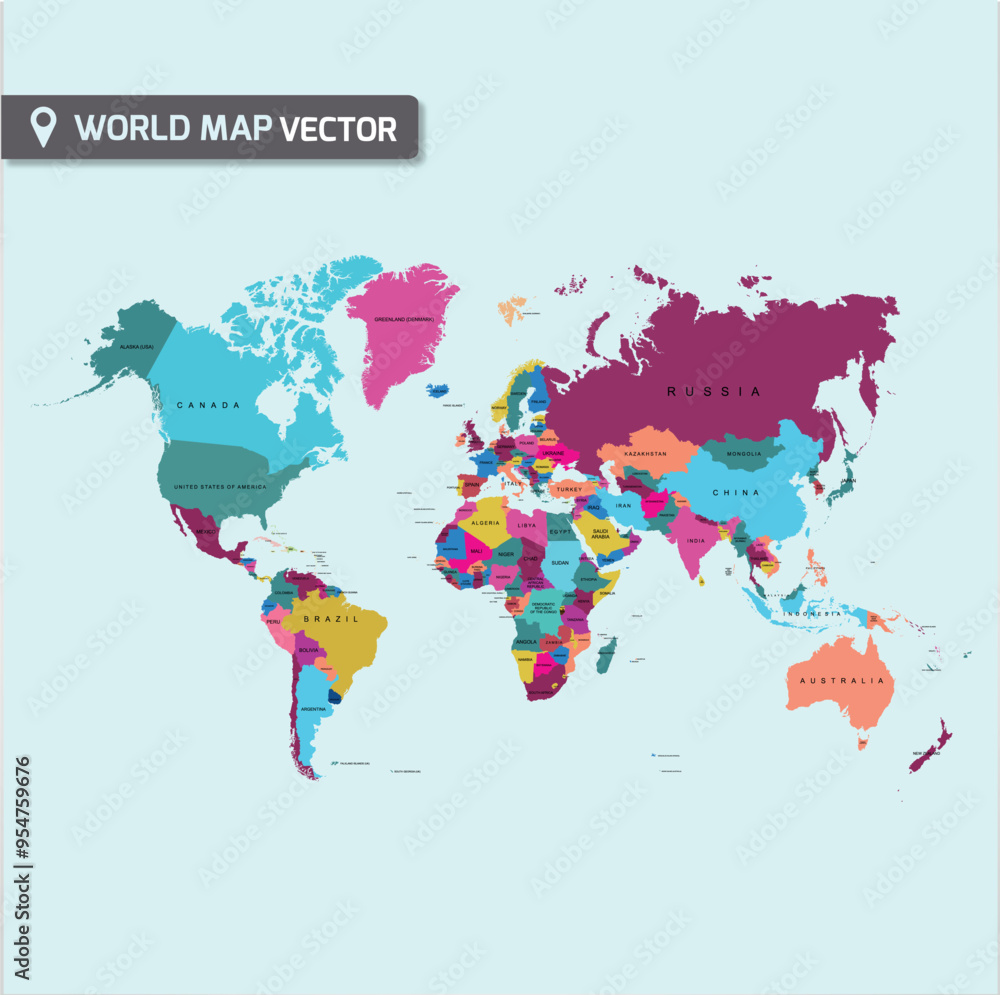 Naklejka premium Colorful world map