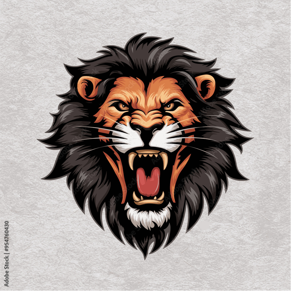 lion head illustration design logo on silver background lion head illustration design logo on silver background