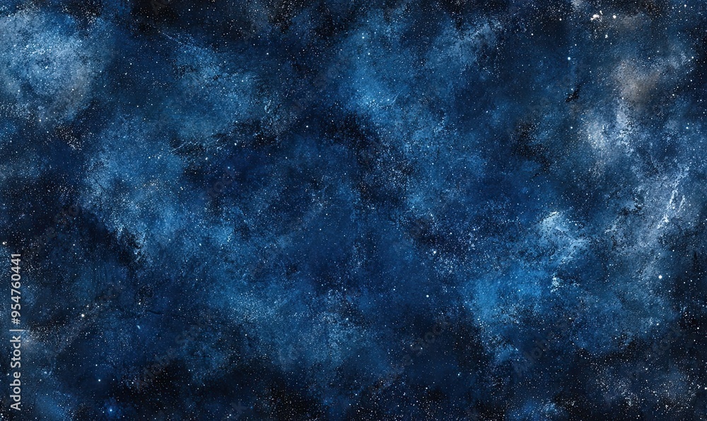 Fototapeta premium Watercolor illustration of a dark blue starry night sky.