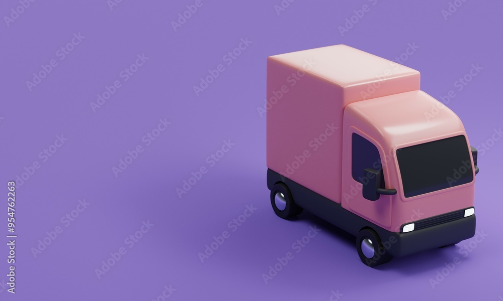 Pink delivery truck on purple background. 3d rendering Pink delivery truck on purple background. 3d rendering