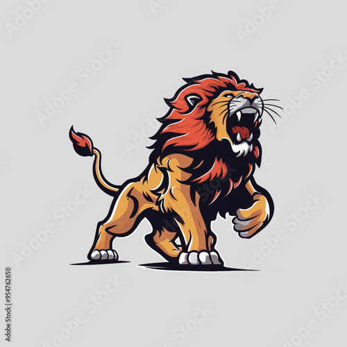 lion roar design logo illustration design on silver background