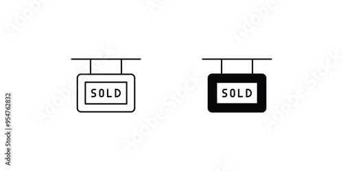 sold sign set icon with white background vector stock illustration