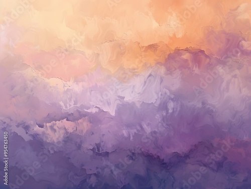 Illustration of An artistic representation of a gradient transition from pastel peach to soft lavender, with abstract brushstrokes and a dreamy, ethereal quality. Ai Generate. 