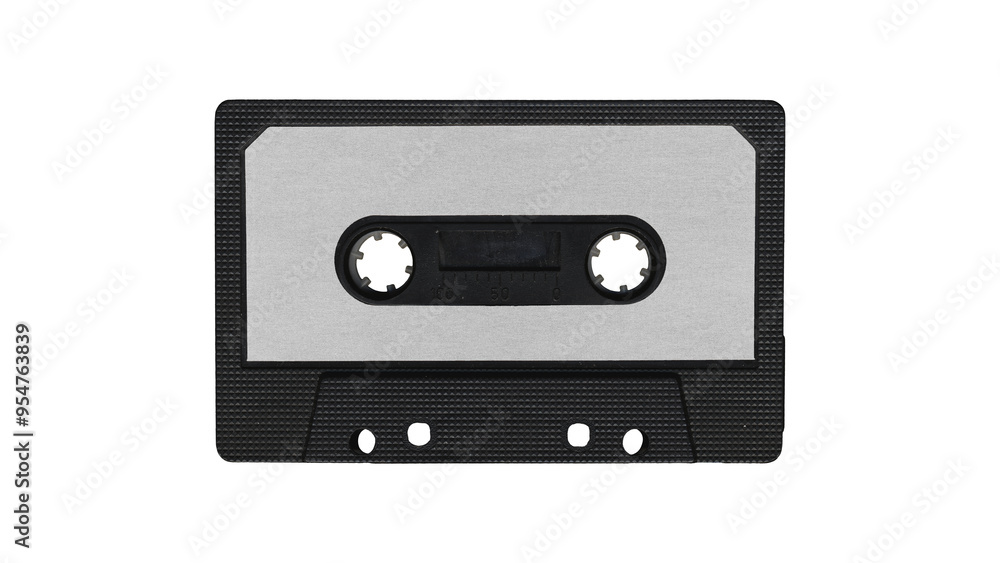 black Isolated music cassette tape with clear place for cover, front side, y2k retro style black Isolated music cassette tape with clear place for cover, front side, y2k retro style