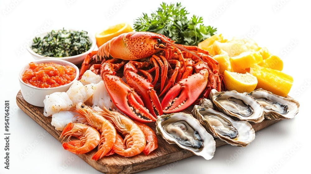 Fresh Seafood Platter with Lobster, Oysters, and Shrimp Fresh Seafood Platter with Lobster, Oysters, and Shrimp